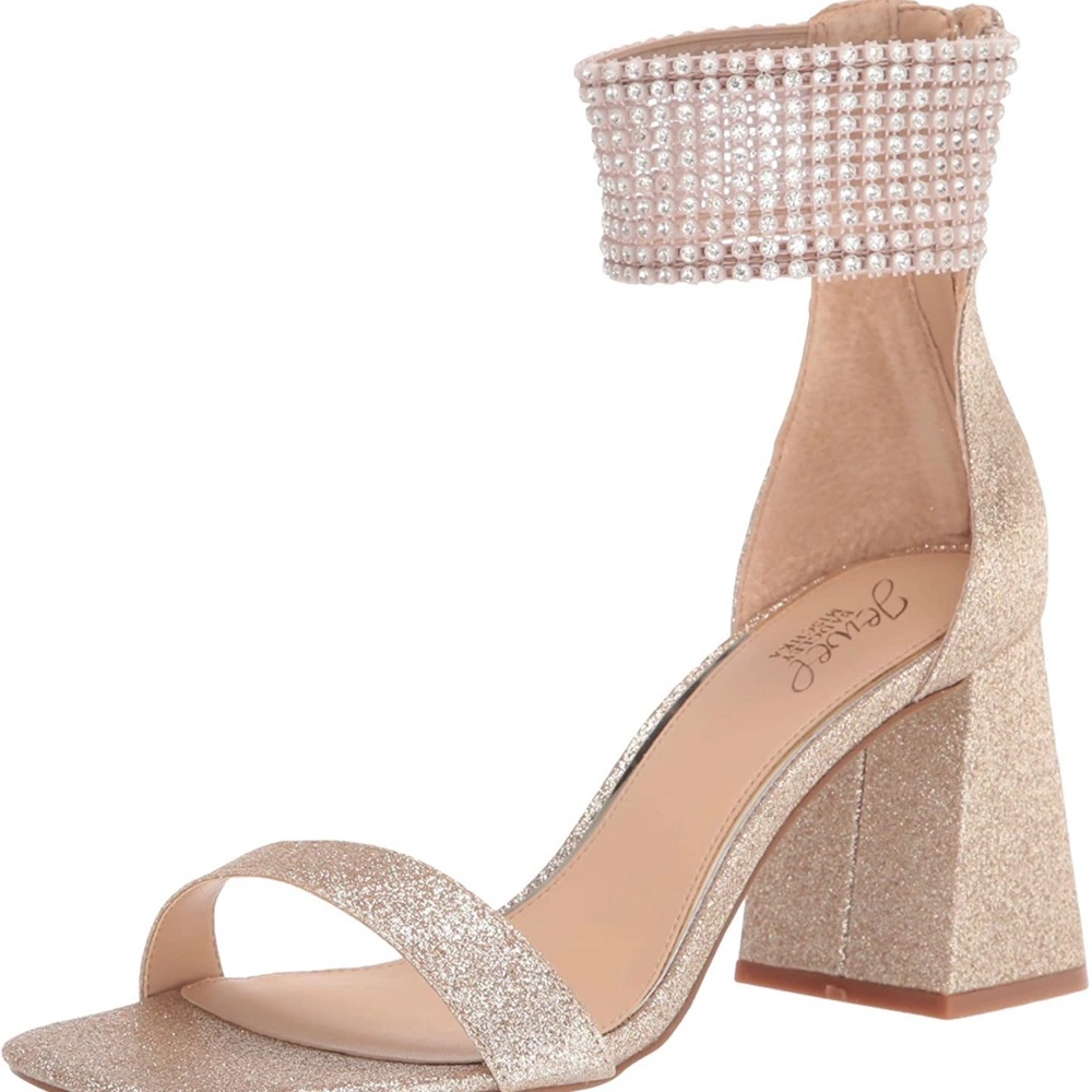 Jewel Badgley Mischka Gold Glitter Heels